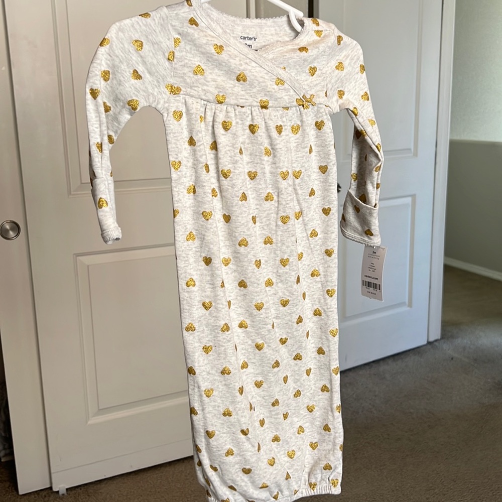 Pink Lady Bug & Gold Heart Sleeper set